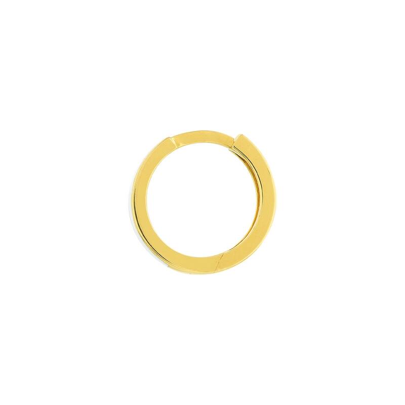 Curata 14k Yellow Gold 12.35x2mm White Enamel Baby Hoop Earrings