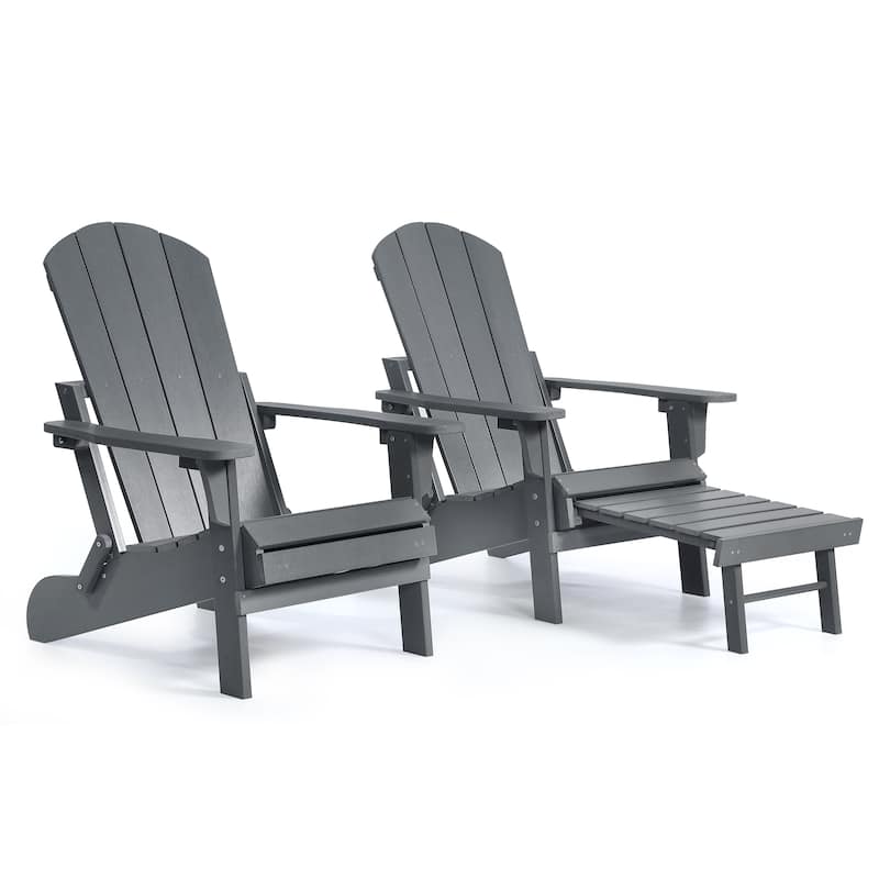 Hurley Folding Poly Adirondack Chair with Pull-out Ottoman (Set of 2)