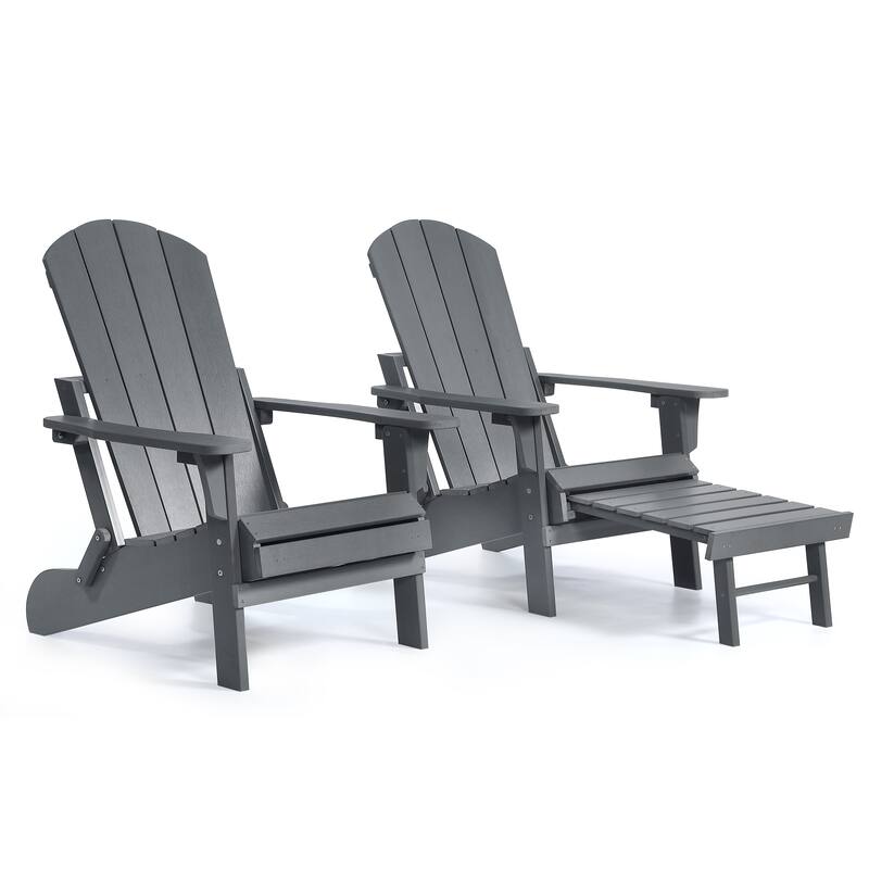 Seaton Folding Poly Adirondack Chair with Pull-out Ottoman, Set of 2