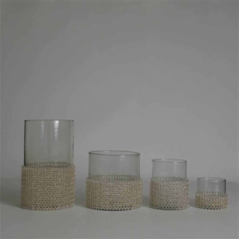 Textured Glass Votive Candle Holder - 10" - Clear and Gold