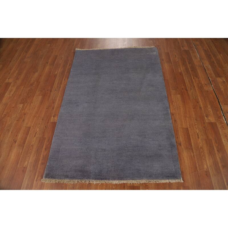 Blue Gray Modern Gabbeh Oriental Rug Handmade Wool Carpet - 3'3" x 4'10"