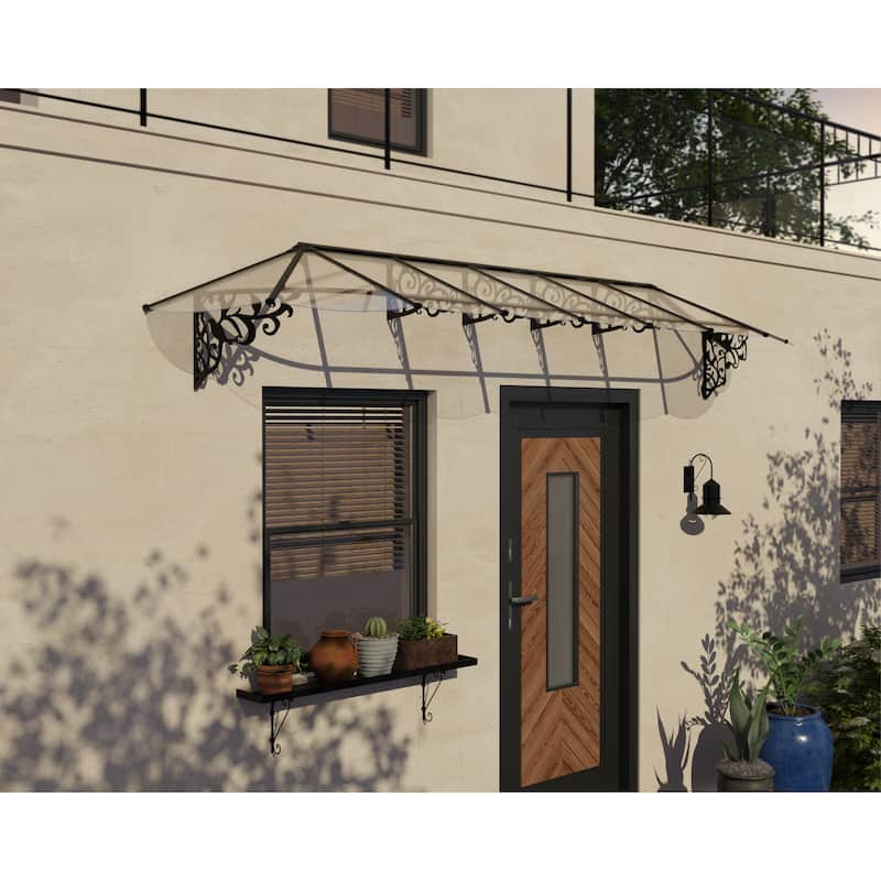 Lily 3 ft. Black/Clear Door and Window Awning