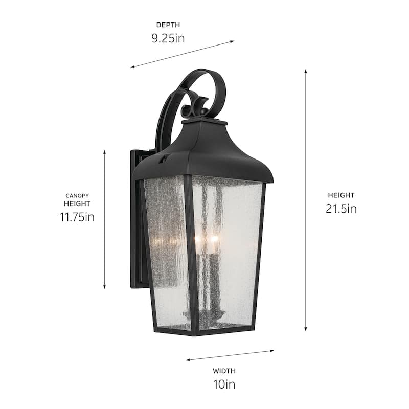 Kichler Lighting Forestdale 21.5 in. 2-Light Textured Black Outdoor Wall Sconce - 21.5 in