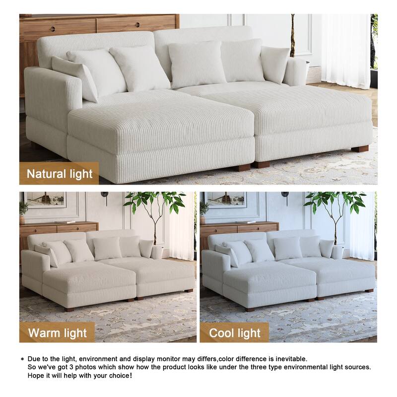 Sectional Sofa Set Modular Couch with Ottomans