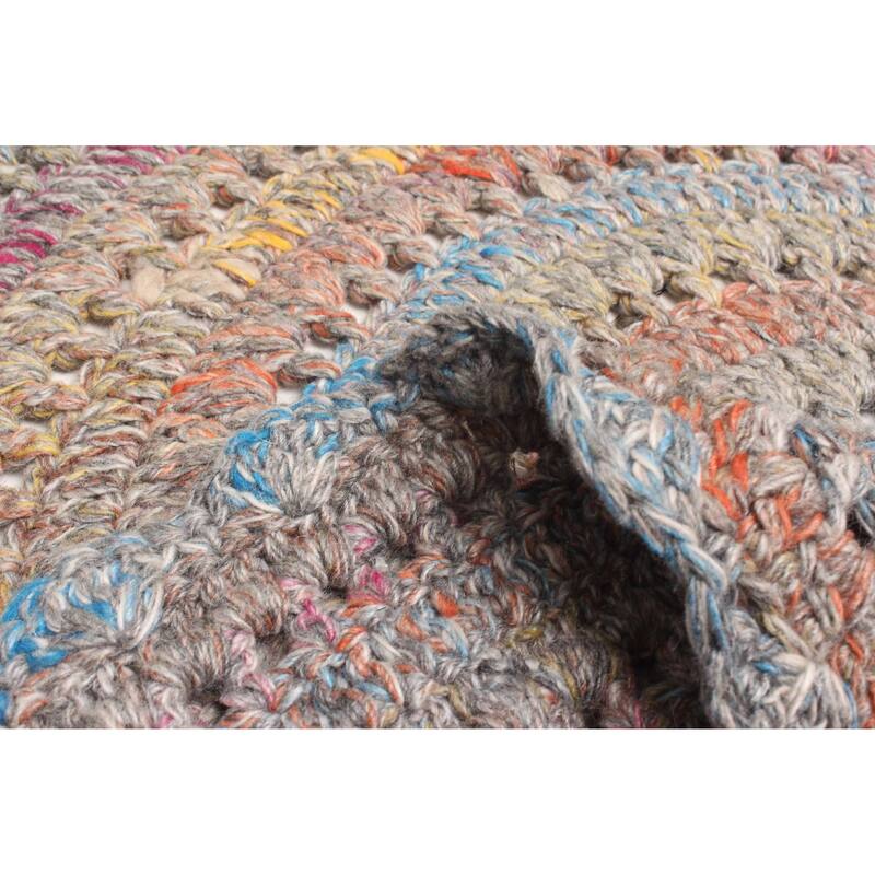 ECARPETGALLERY Braid weave Sienna Grey Wool Rug - 3'3 x 3'3