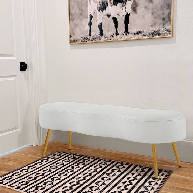 MCombo Ottoman Bench, Waiting Room Chairs for Living Room Entryway, Faux Leather Upholstered Footstool with Storage Packet W725