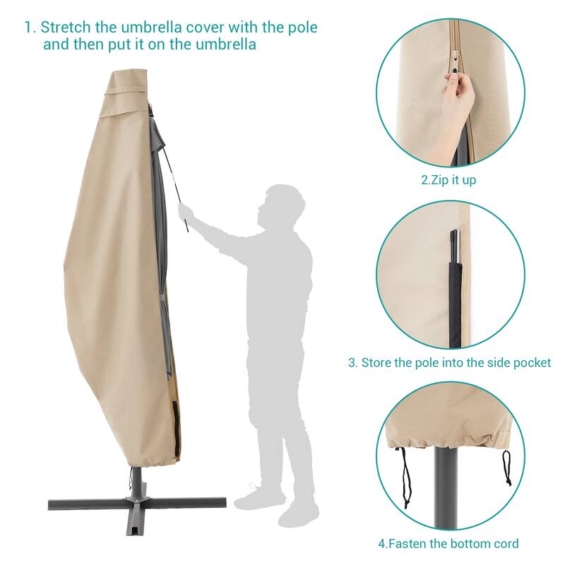 Bonosuki Patio Offset Umbrella Cover - 600D Waterproof Umbrella Cover