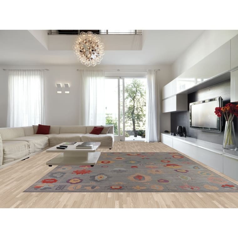 Vegetable Dye Oushak Turkish Large Area Rug Handmade Wool Carpet - 12'5"x 14'9"