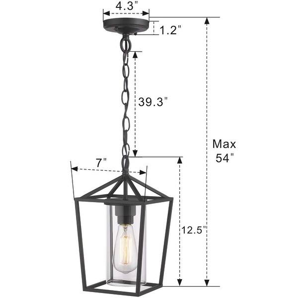 1light Black Metal Glass Modern Outdoor pendant Hanging light Bed