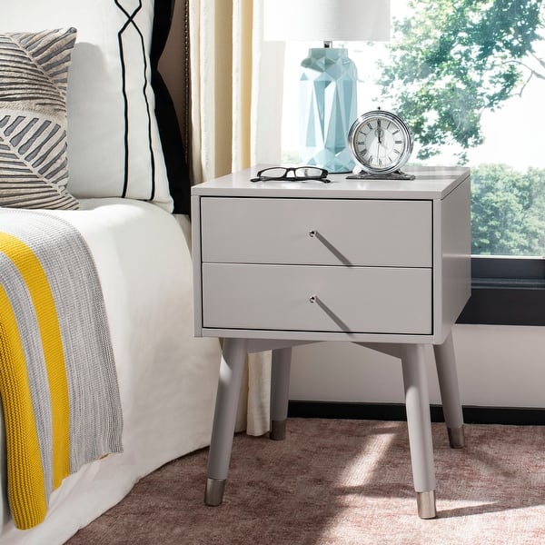 slide 2 of 6, SAFAVIEH Lyla Mid Century Retro Grey / Silver / Grey Silver Cap Nightstand