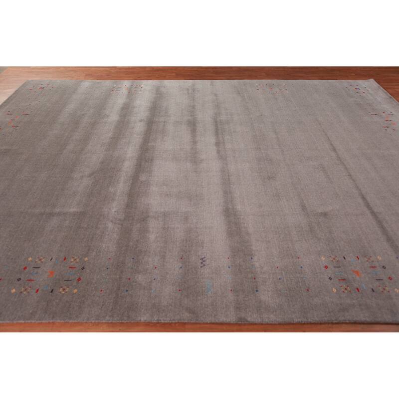 Tribal Gabbeh Indian Area Rug Hand-Knotted Living Room Wool Carpet - 9'2" x 11'11"