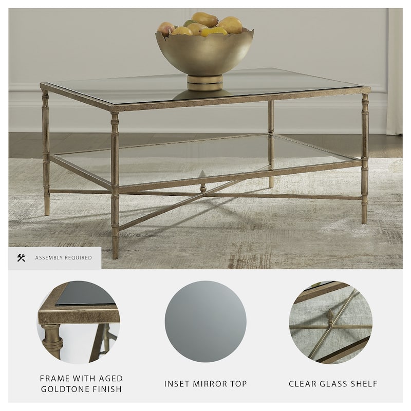 Signature Design by Ashley Cloverty Aged Gold Coffee Table - 37.75" W x 28" D x 19.25" H