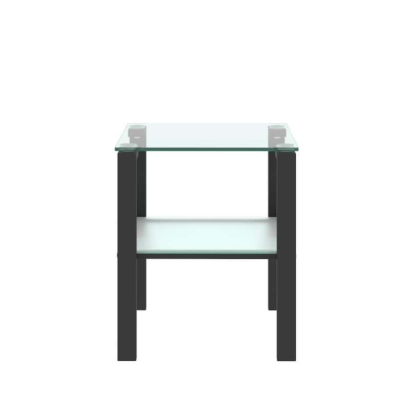 Transparent Glass Two Layer Tea Table, Versatile and Stylish for Any Room.