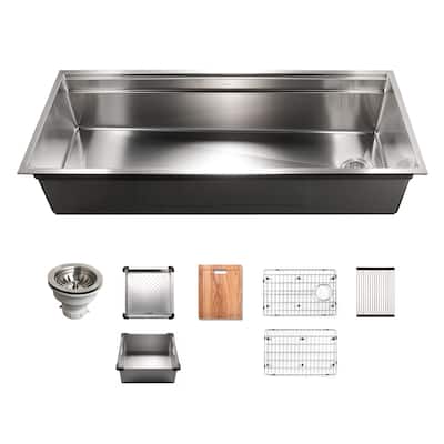 Houzer Novus 45" Undermount Single Basin Stainless Steel Kitchen Sink - Stainless Steel