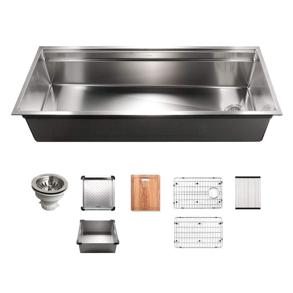 Houzer Novus 45" Undermount Single Basin Stainless Steel Kitchen Sink - Stainless Steel