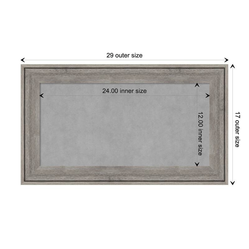 Amanti Art Regis Barnwood Grey Framed Magnetic Board - Board Size 24x12