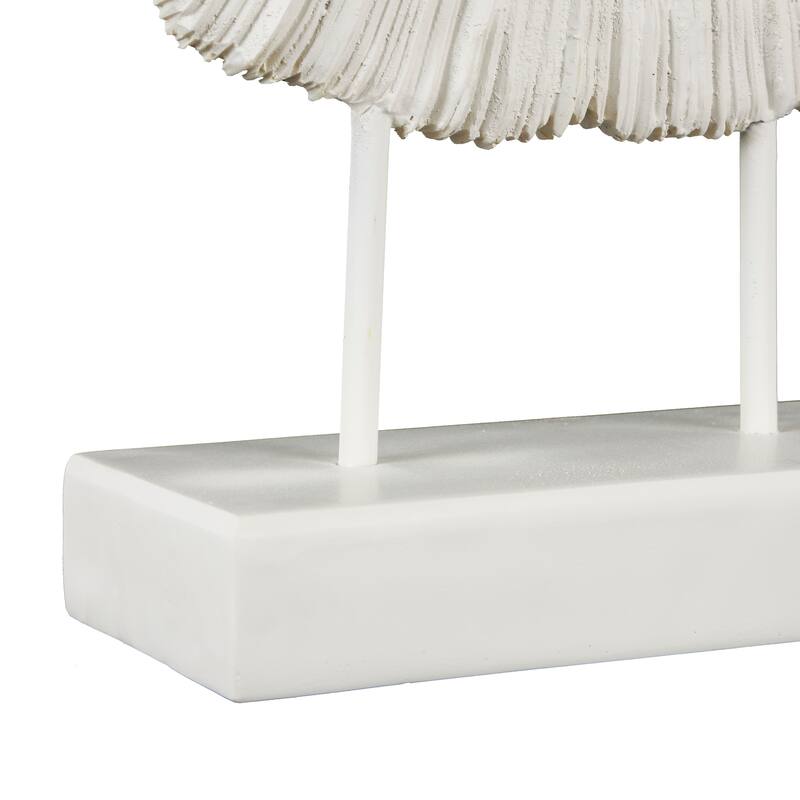 Cream Resin Textured Round Coral Decorative Sculpture with Elevated Stand