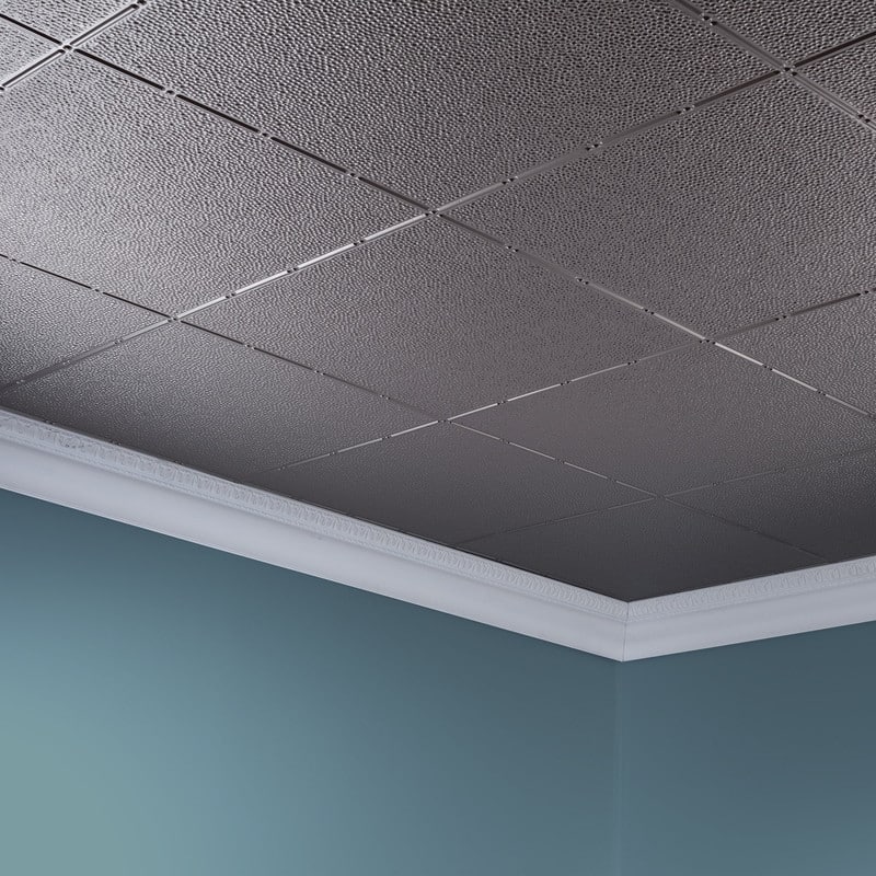 FASÄDE Border Fill Decorative Vinyl 2ft x 4ft Glue Up Ceiling Panel in Brushed Nickel (5 Pack)