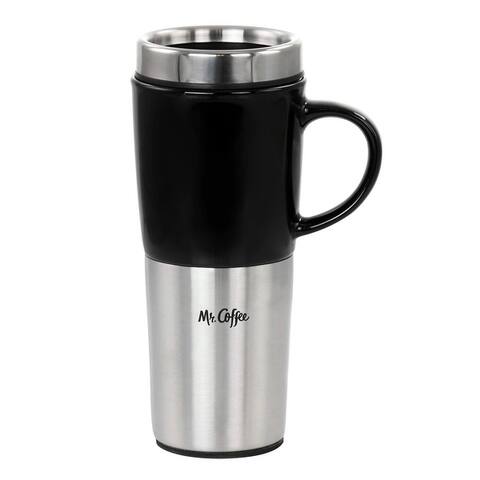 Mr. Coffee 16oz Stainless Steel and Stoneware Travel Mug - Medium
