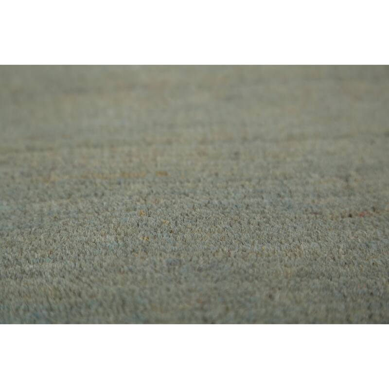 Gabbeh Modern Rug Hand-Knotted Green Wool Carpet - 4'0" x 5'10"