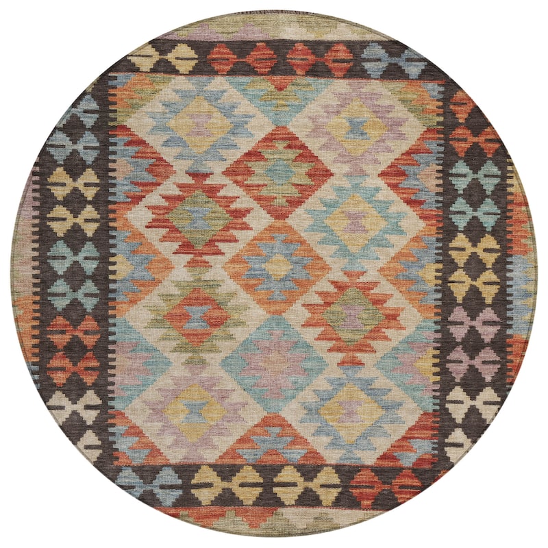 Machine Washable Indoor/ Outdoor Boho Global Chantille Rug