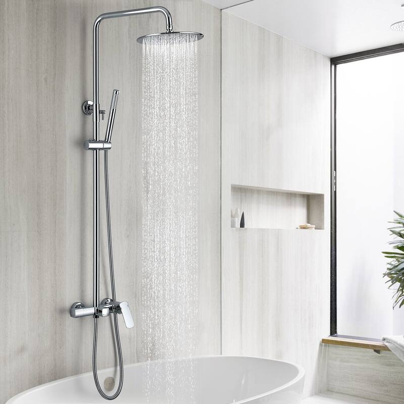 47"H Solid Brass Wall-Mounted Exposed Shower System with Tub Spout (Valve Included)