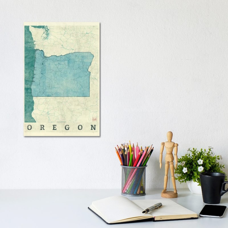 iCanvas "Oregon Map" by Hubert Roguski Canvas Print - 12x8x0.75