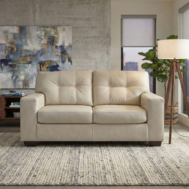 Roundhill Furniture Holmes Leather Upholstered Loveseat - White