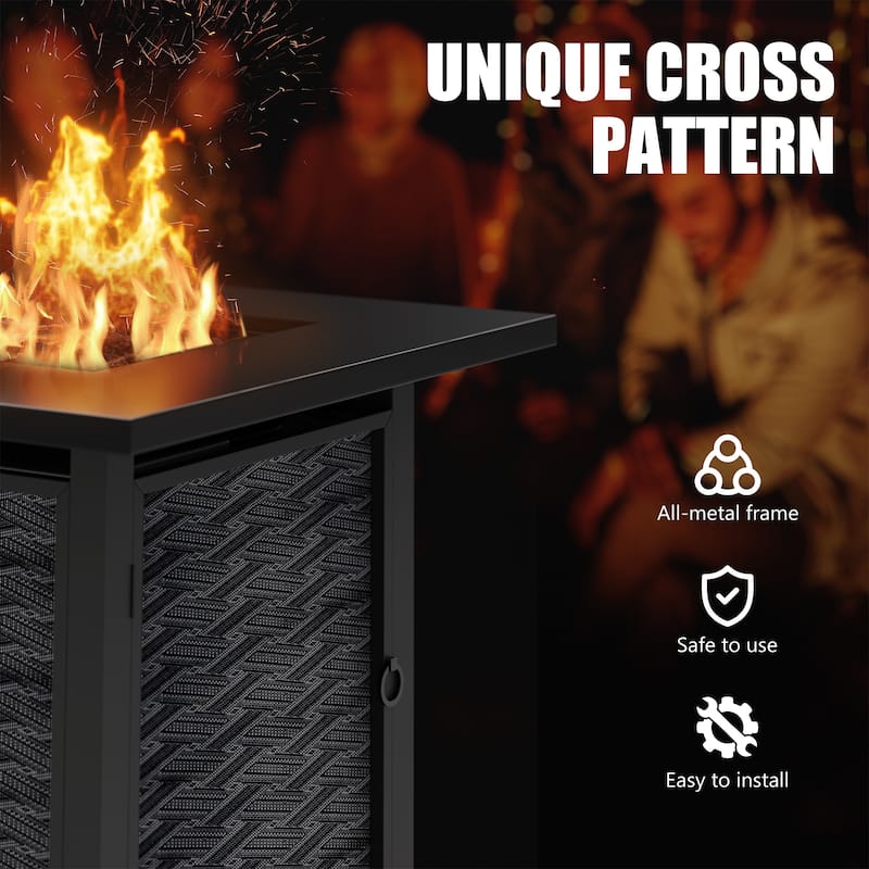 Futzca Square Outdoor Propane Fire Pit Table with Removable Cover - N/A