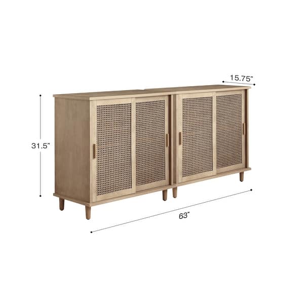 Art Leon Accent Natural Cane Rattan Sideboard Buffet Storage Cabinet (Set of 2)
