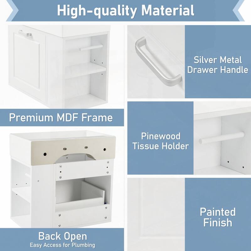 21.8 inch Wall Mounted Floating Cabinet Bathroom Vanity with Sink