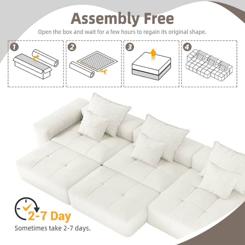 Modern Oversized Modular Sectional Sofa, with 6 Pillows,6 PCS DIY Combination Tufted Sofa