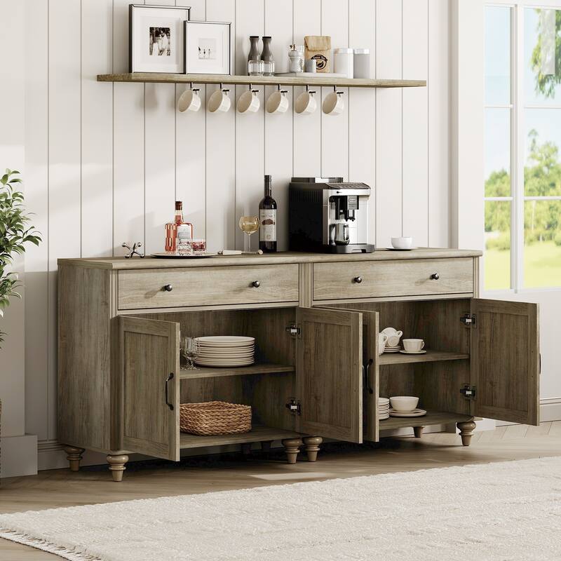 Farmhouse TV Stand for 75 inch TV, TV Console with Storage