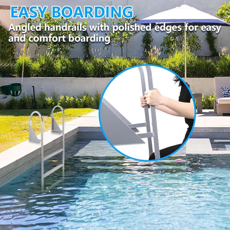 Flip Up Dock Ladder 350lbs 4-Steps for Lake, Pool