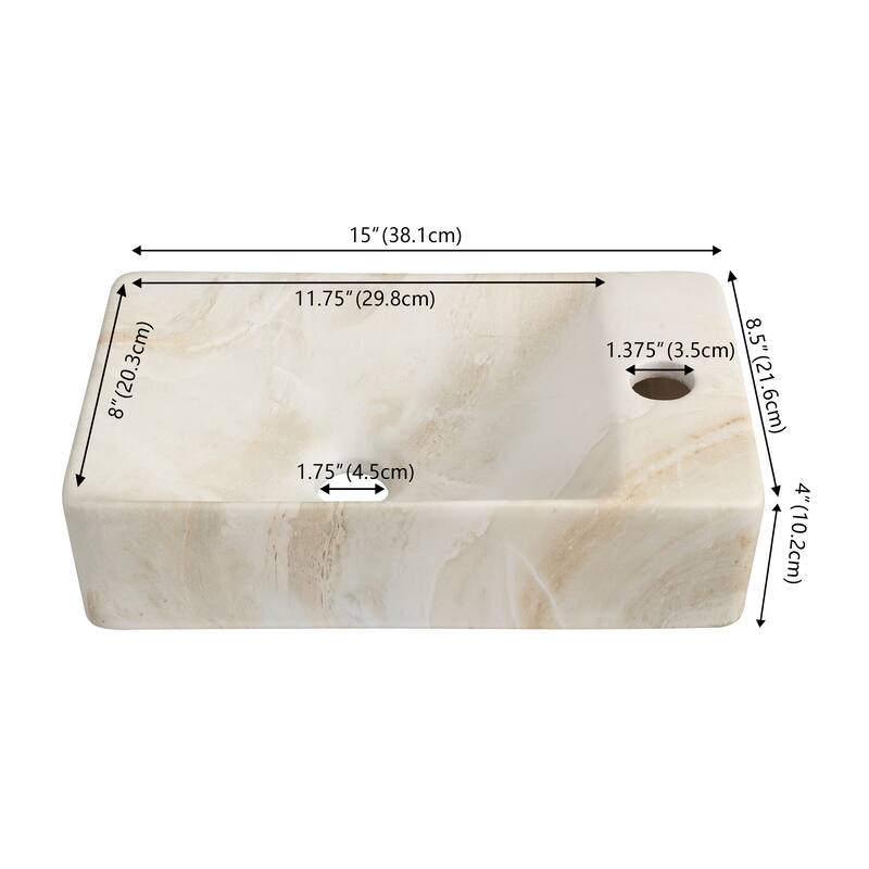Felix Modern Wall Mounted Rectangular Ceramic Mini Sink, By JONATHAN Y