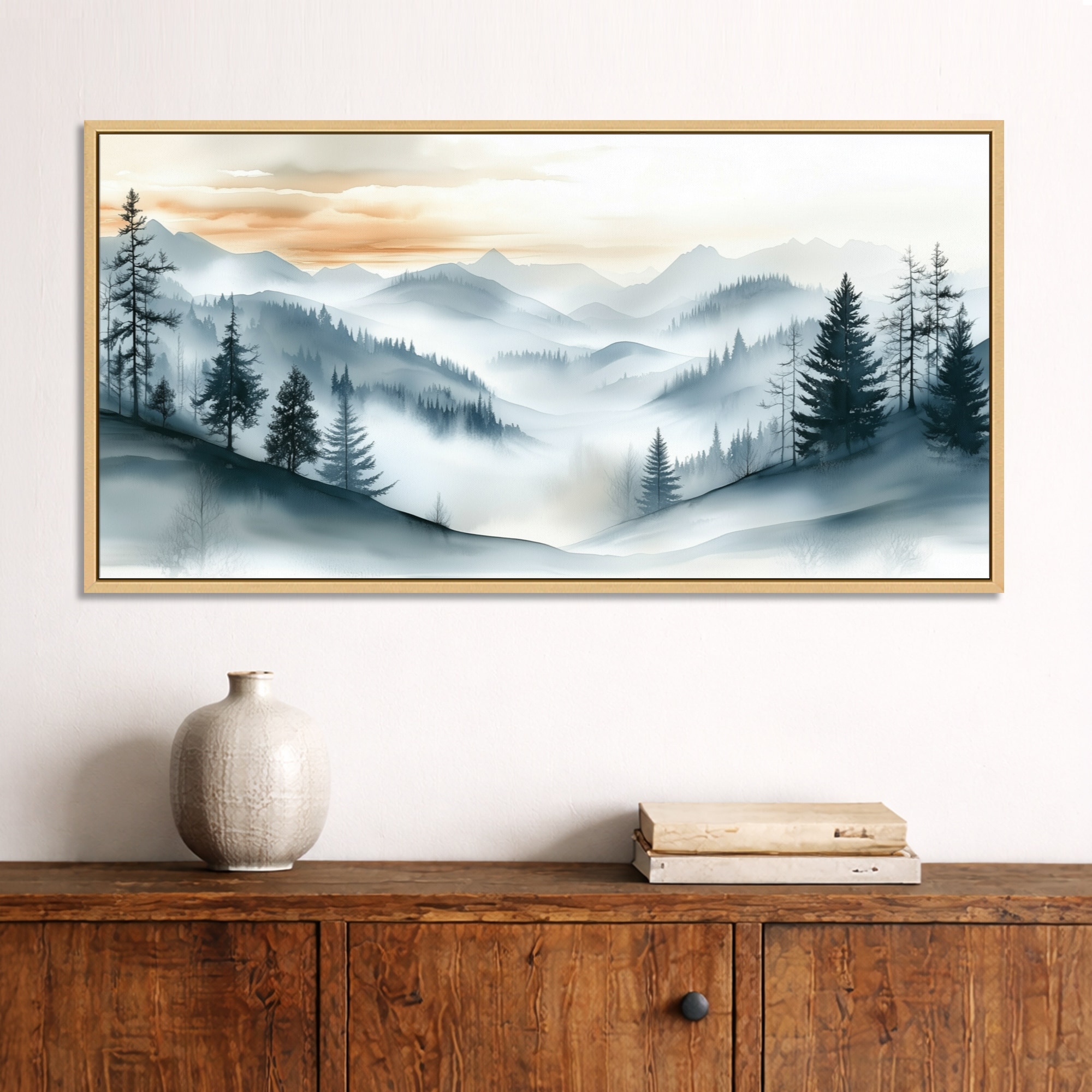 Designart Hazy Mountain Pine Ridge II - Landscape Framed Wall Art
