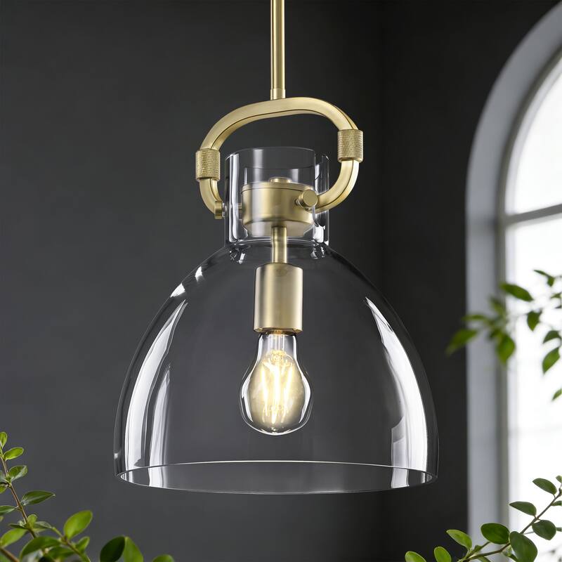 Starsky 1-Light Industrial Pendant With Glass Shade - Gold