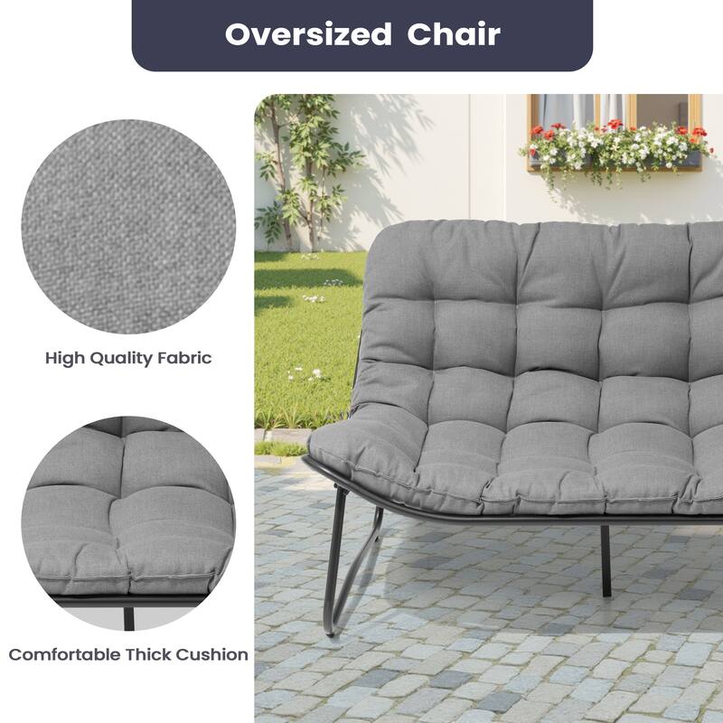 Pellebant Double Papasan Chair Loveseat with Cushion For Indoor Outdoor