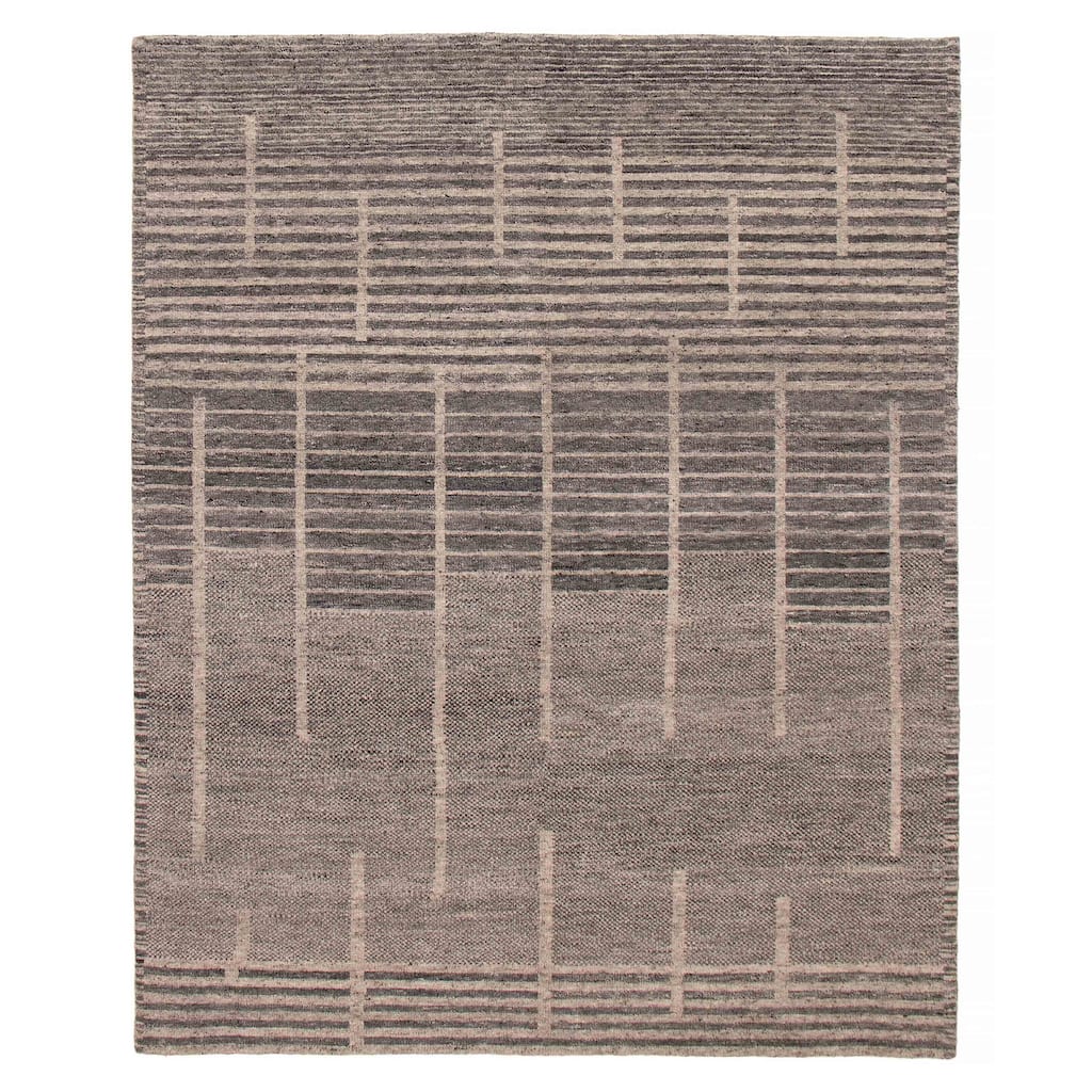 ECARPETGALLERY Hand-knotted Tangier Grey Wool Rug - 7'11 x 9'9