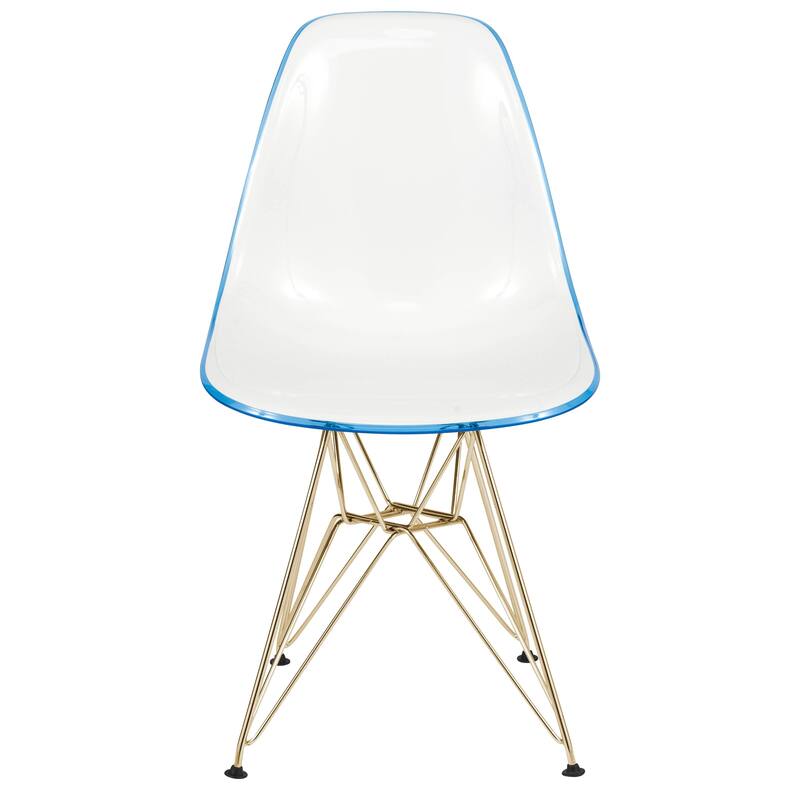 5-Piece Dining Set with 35" Round MDF Table and 4 ABS Plastic Side Chair with Gold Metal Legs