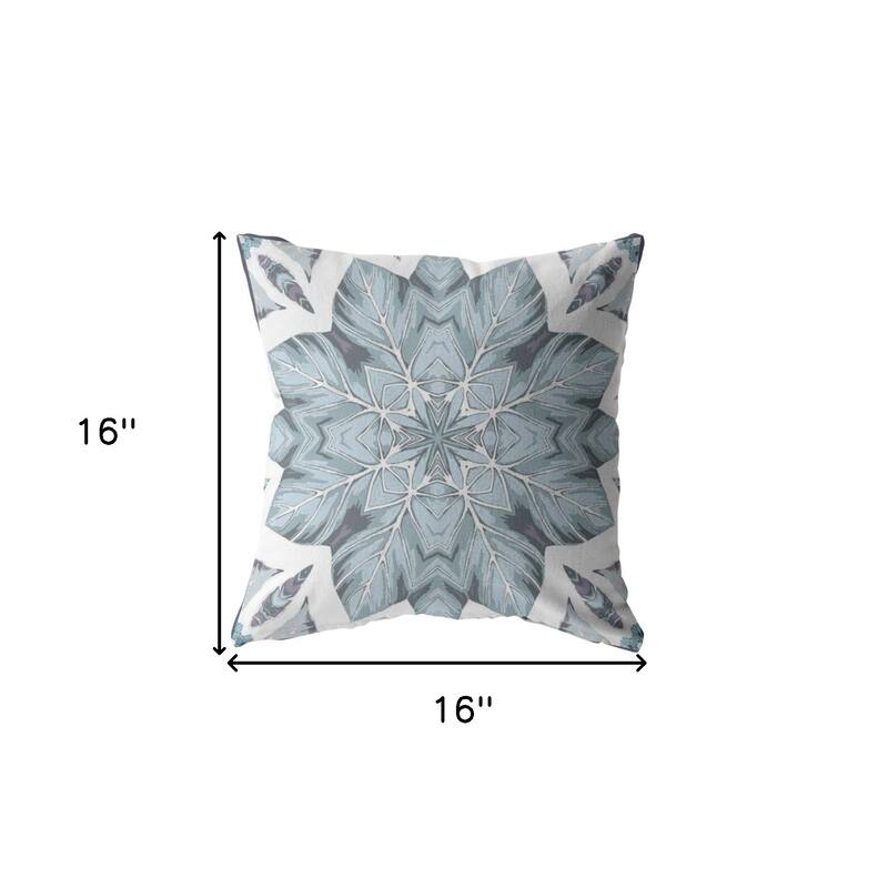 HomeRoots 16" Blue Floral Forest Indoor Outdoor Throw Pillow