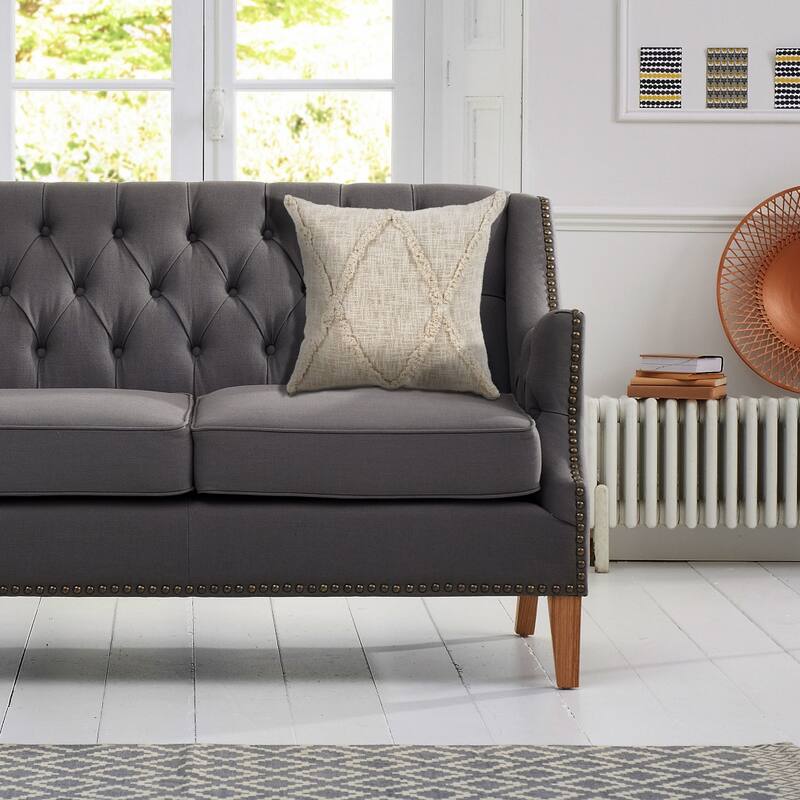 HomeRoots 26" X 26" Ivory 100% Cotton Zippered Pillow