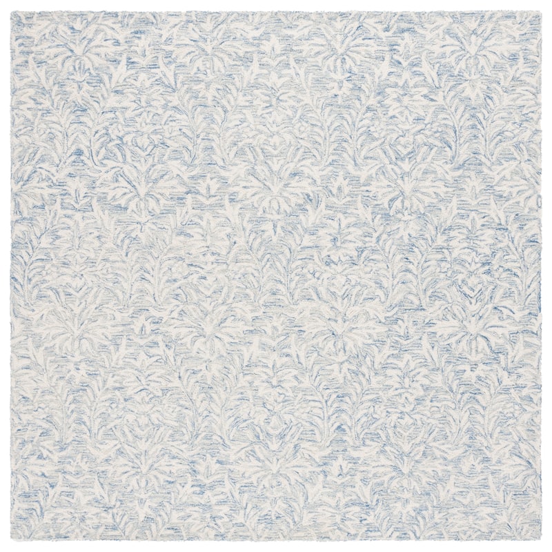 SAFAVIEH Handmade Ebony Lelioara Modern & Contemporary Wool Rug - 6' Square - Blue/Ivory