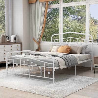 Alazyhome Vintage Metal Platform Bed Frame, Non-Squeak
