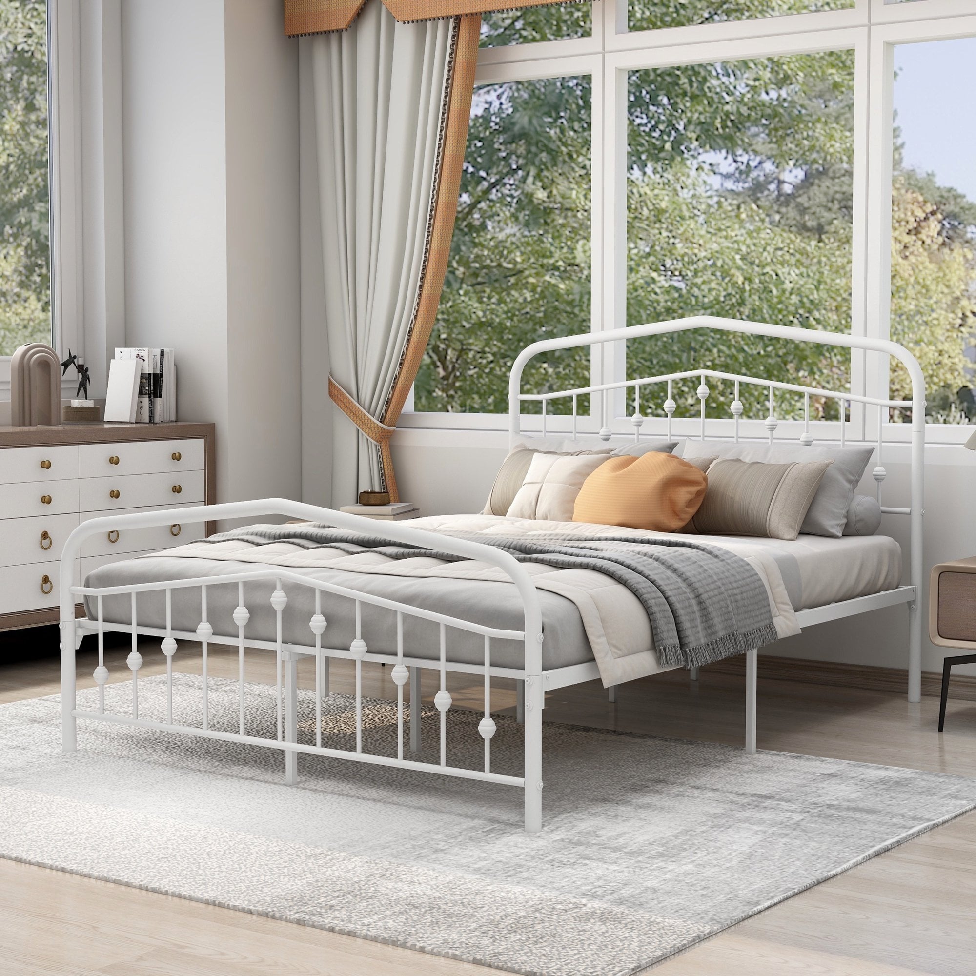 Alazyhome Vintage Metal Platform Bed Frame, Non-Squeak - Bed