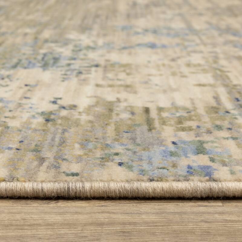 Style Haven Shiloh Abstract Beige/Blue Multi Wool Blend Area Rug