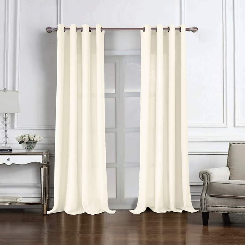 Cole Textured Grommet Window Curtain Panel 90" - Ivory