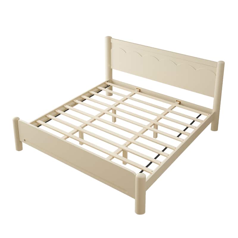 GDFStudio - Elara Wood Platform Bed Frame with Headboard and Wooden Slat Support