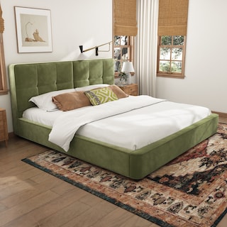Christopher Knight Home - Oliver Velvet Upholstered King Platform Bed with Tufted Elegance