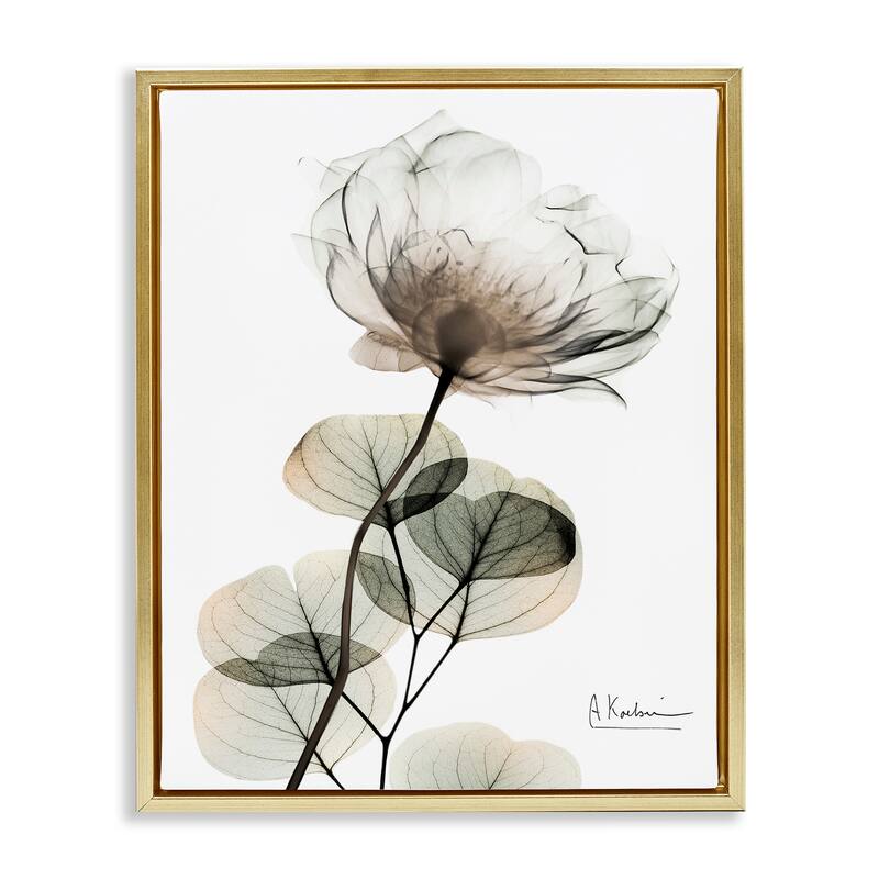 Stupell Simple Elegant White Flower Framed Floater Canvas Wall Art Design By Albert Koetsier - 17 x 21 - Gold